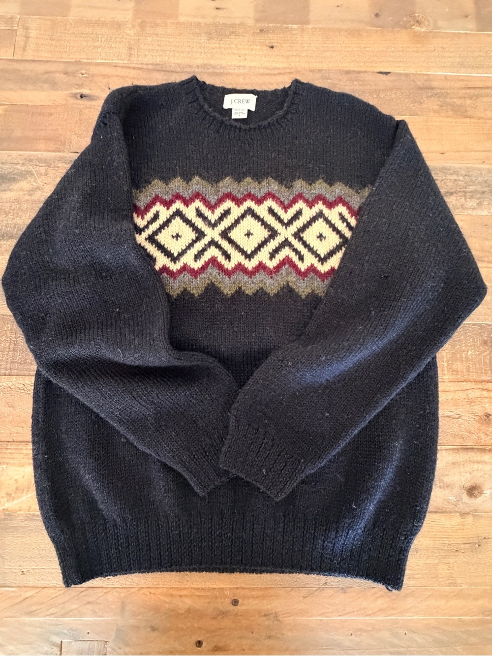 Vintage J. Crew Hand Knit Wool Sweater Small 90s Y2K READ